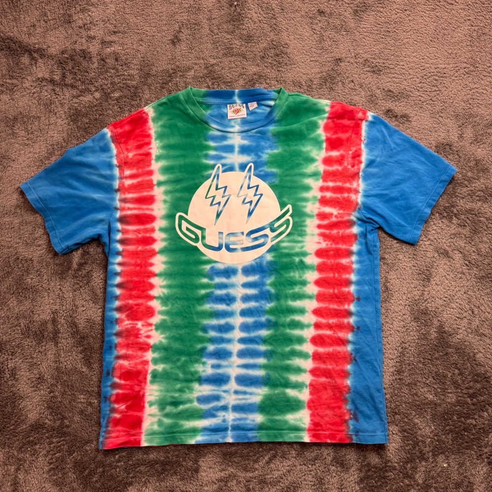 Guess x J Balvin Colores Tie Dye Graphic T-Shirt Mens Large Blue Green Red 2020